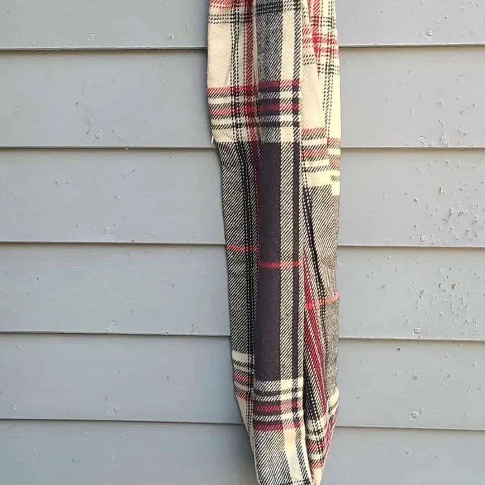 Tan Plaid Infinity Scarf with Zipper Pocket